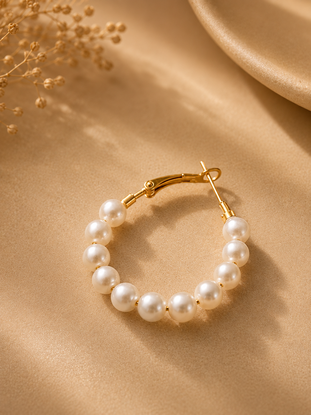 Classic Luminous Pearl Beaded Hoop Earrings
