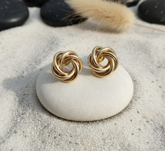 Gold Twisted Knot Stud Earrings