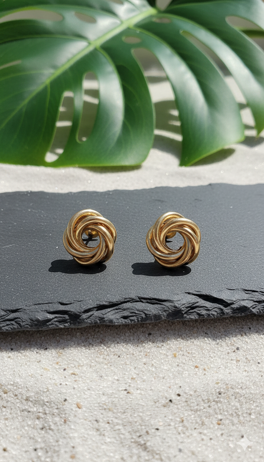 Gold Twisted Knot Stud Earrings