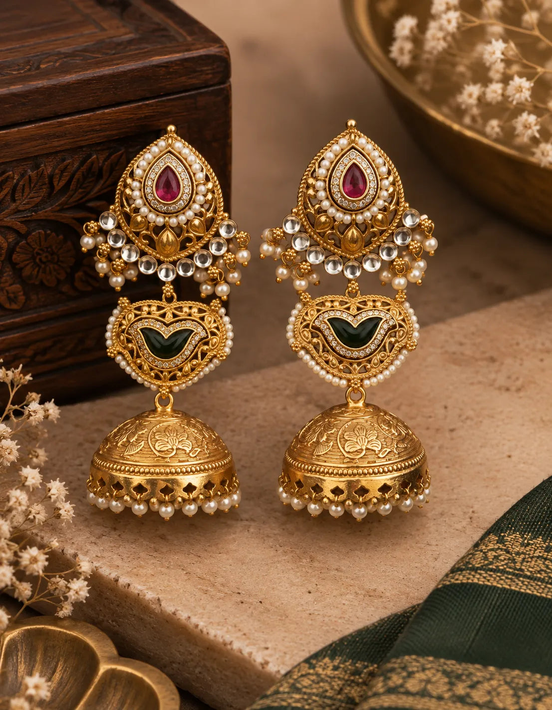 Rajvi Pure Brass Statement Jhumkis