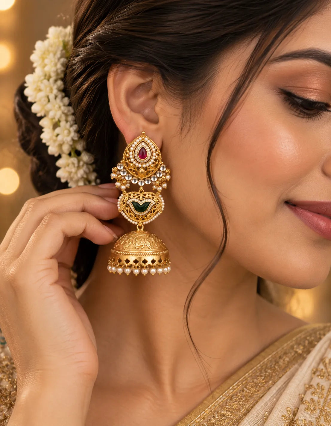 Rajvi Pure Brass Statement Jhumkis