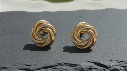Gold Twisted Knot Stud Earrings